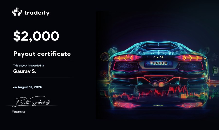 Tradeify payout certificate — $2,000
